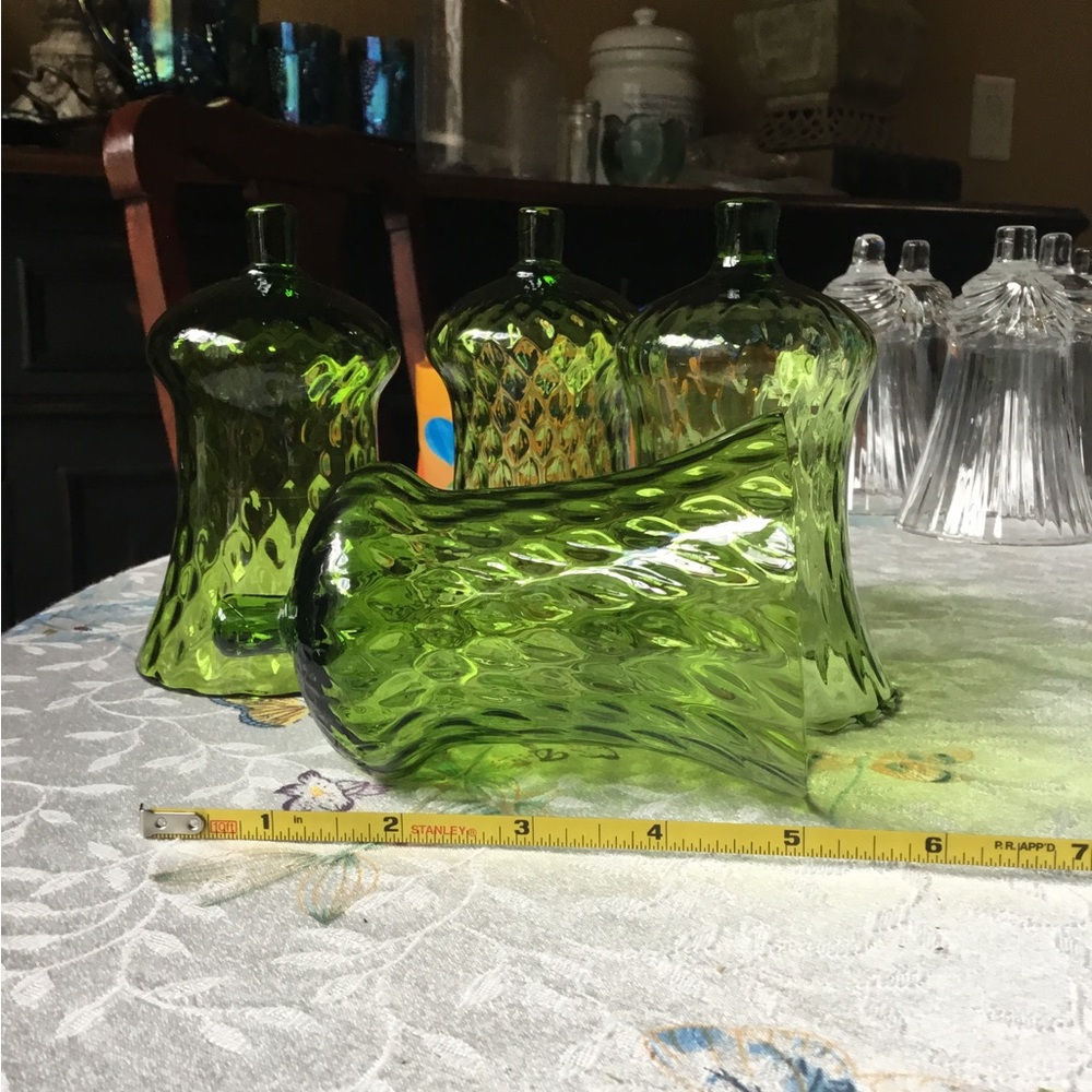 Green Glass Votive Cups Home Interiors set of 4.  Perfect condition.